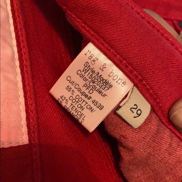 Rag&Bone- Preloved red skinny jeans. - Picture 5 of 6